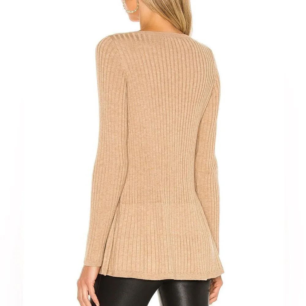 Tan Knit Wool Blend Ribbed Pullover - Picture 2 of 9